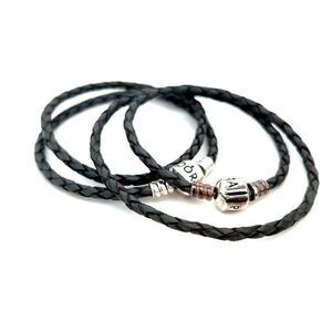 2 Pandora Gray Leather Cord Bracelets